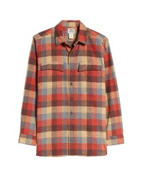 L.L. Bean Plaid Cotton Chamois Long Sleeve Button Up Shirt