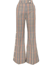 A.W.A.K.E. Checked Cotton Blend Twill Flared Pants