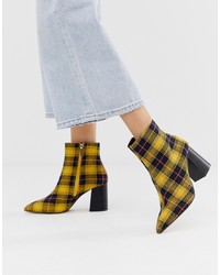Miss Selfridge Pointed Heeled Boots In Check