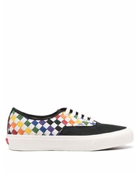 Multi colored Check Leather Low Top Sneakers