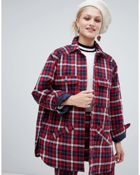 Monki Check Lightweight Jacket With Pockets