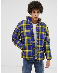 Pull&Bear Puffer Jacket In Check Print