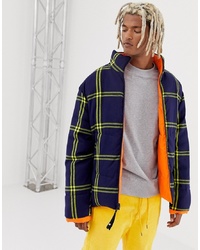 Collusion Reversible Puffer Coat In Check
