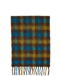 Andersson Bell Blue And Brown Check Veneto Scarf
