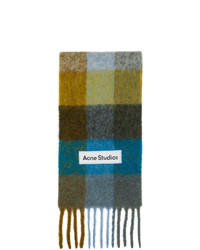 Acne Studios Green And Blue Alpaca And Mohair Large Check Scarf