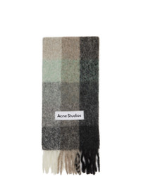Acne Studios Green And Grey Check Scarf
