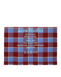 Acne Studios Red And Blue Wool Oversized Scarf