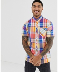 Fred Perry Madras Check Short Sleeve Shirt In Multi