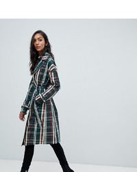 Missguided Tall Check Classic Trench In Multi