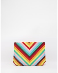 Moyna Clutch Bag In Rainbow Chevron Print