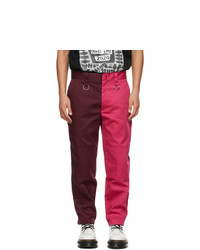 Kidill Burgundy And Pink Dickies Edition Bondage Trousers