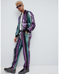 ASOS DESIGN Co Ord Relaxed Trousers In Sequin Stripe