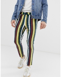 ASOS DESIGN Super Skinny Trousers In Washed Stripe