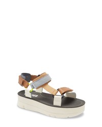 Multi colored Chunky Leather Flat Sandals