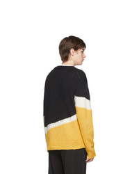 Neil Barrett Black And Yellow Knit Wool Modernist Sweater