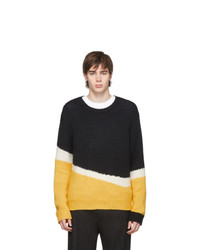 Neil Barrett Black And Yellow Knit Wool Modernist Sweater