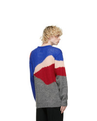 Clot Blue And Grey Mohair And Wool Sweater