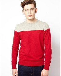 Farah Vintage Jumper With Colour Block Red