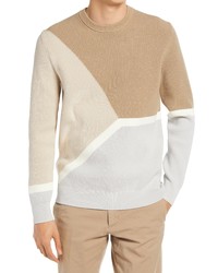 Theory Gregg Colorblock Crewneck Sweater In Bark Multi At Nordstrom