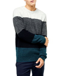 Topman Harlow Classic Fit Colorblock Crewneck Sweater