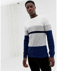 Selected Homme Knitted Jumper With Block Stripes Peony