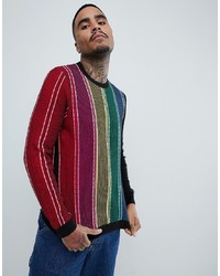 ASOS DESIGN Knitted Ribbed Jumper With Vertical Stripes
