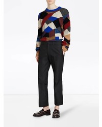 Burberry Patchwork Cashmere Wool Blend Sweater