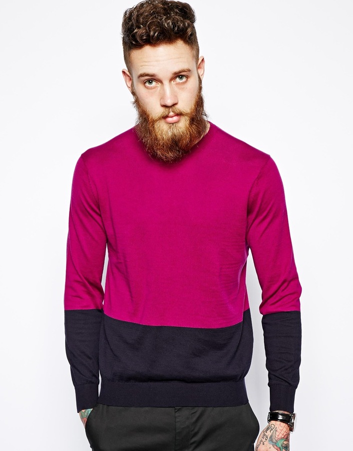 Paul Smith Ps By Sweater With Color Block Purple, $230 | Asos 