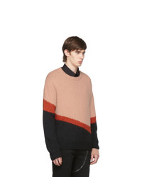 Neil Barrett Pink And Black Knit Wool Modernist Sweater