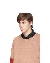 Neil Barrett Pink And Black Knit Wool Modernist Sweater