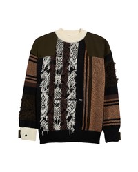 Sacai Rug Jacquard Linen Cotton Sweater In Beige Multi At Nordstrom