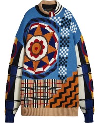 Burberry Wool Cashmere Cotton Graphic Intarsia Sweater