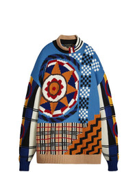 Burberry Wool Cashmere Cotton Graphic Intarsia Sweater