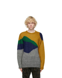 Clot Yellow And Grey Mohair And Wool Sweater