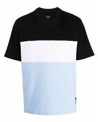 Fendi Embossed Logo Striped T Shirt
