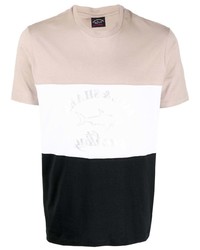 Paul & Shark Logo Print Colour Block T Shirt