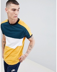ASOS DESIGN Longline T Shirt With Curved Hem And Polytricot Yoke