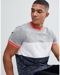 ASOS DESIGN Longline T Shirt With Interest Fabric Panels And Contrast Rib