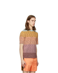 Missoni Multicolor Striped Henley T Shirt