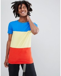 ASOS DESIGN Muscle Fit T Shirt In Primary Colour Block And Monochrome Tipping
