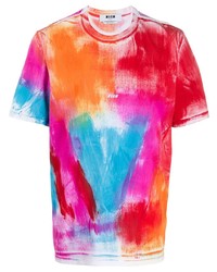 MSGM Paint Effect Cotton T Shirt