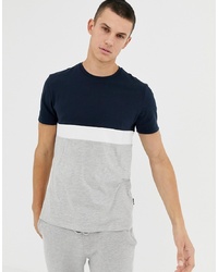 Burton Menswear Pique T Shirt With Cut Sew In Navy