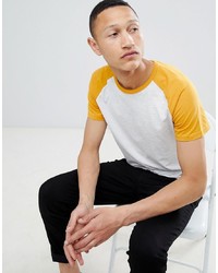 Burton Menswear Regular Fit Colour Block T Shirt In Mustard And Grey
