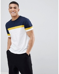 ASOS DESIGN Relaxed T Shirt With Colour Block In Navy