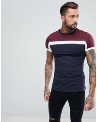 ASOS DESIGN T Shirt With Colour Block In Navy