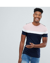ASOS DESIGN Tall Muscle Fit T Shirt With Colour Block In Navy