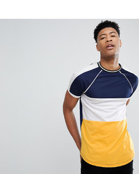 ASOS DESIGN Tall Raglan T Shirt With Curved Hem And Contrast Colour Block And Tipping
