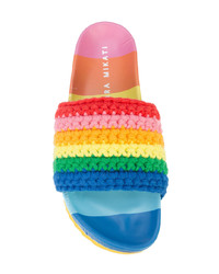 Mira Mikati Crochet Rainbow Slider Sandals