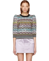 Marc Jacobs Multicolor Cropped Mohair Heart Sweater