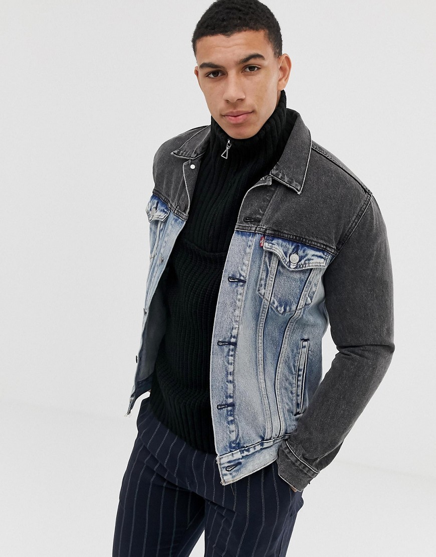 Black And White Tow Tone Denim Jacket - Right Jackets